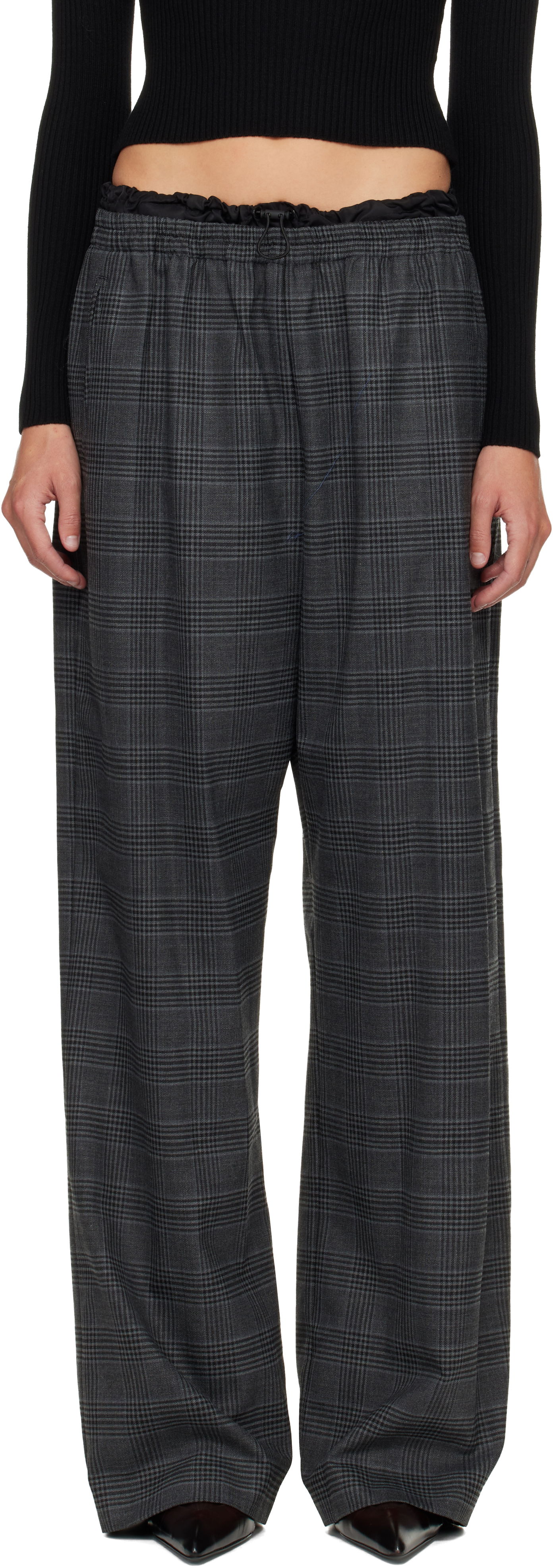 Bukser Diesel Plaid Wide-leg Drawstring Waist P-Yrite Trousers Grå | A18382 0DEBS, 0