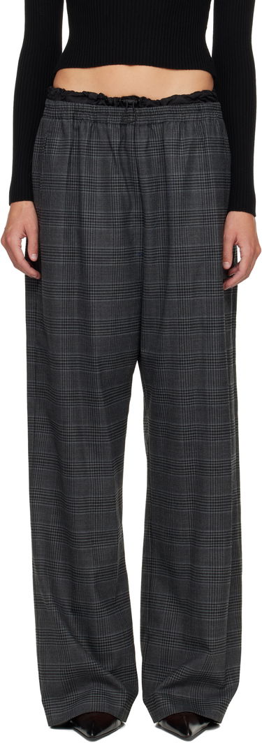 Bukser Diesel Plaid Wide-leg Drawstring Waist P-Yrite Trousers Grå | A18382 0DEBS, 0