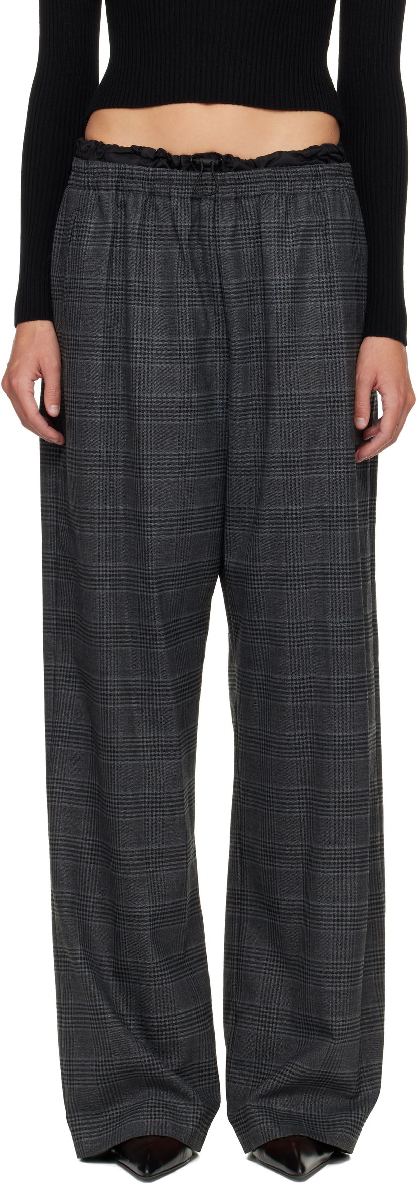 Bukser Diesel Plaid Wide-leg Drawstring Waist P-Yrite Trousers Grå | A18382 0DEBS