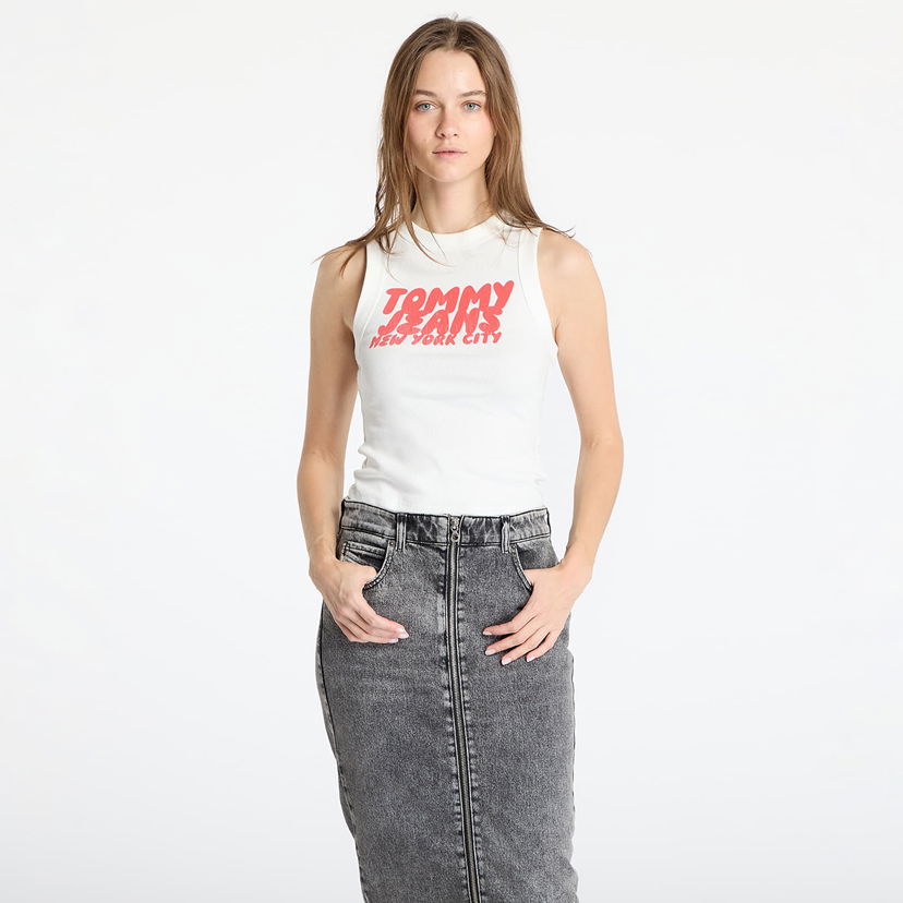 Tanktop Tommy Hilfiger Tommy Jeans Women's Slim Fit Bubble Graphic Tank Top Hvid | DW0DW21339 YBL