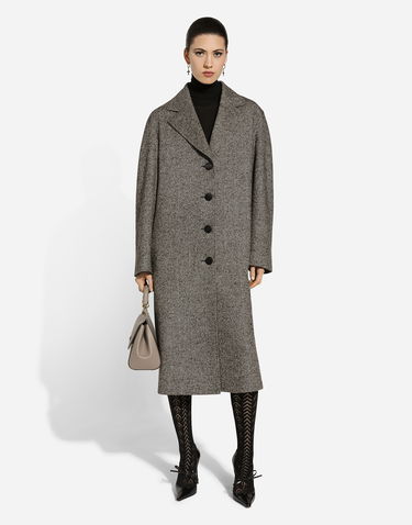 Frakker Dolce & Gabbana Dolce & Gabbana Single-Breasted Herringbone Wool Coat Grå | F0F1NTFCMC3S8030, 1
