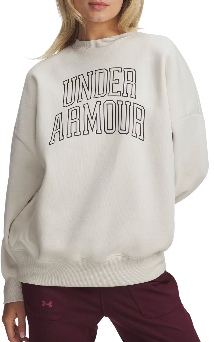 Sweatshirt Under Armour Rival Fleece Oversized Varsity Crewneck Sweatshirt Beige | 6007880-110
