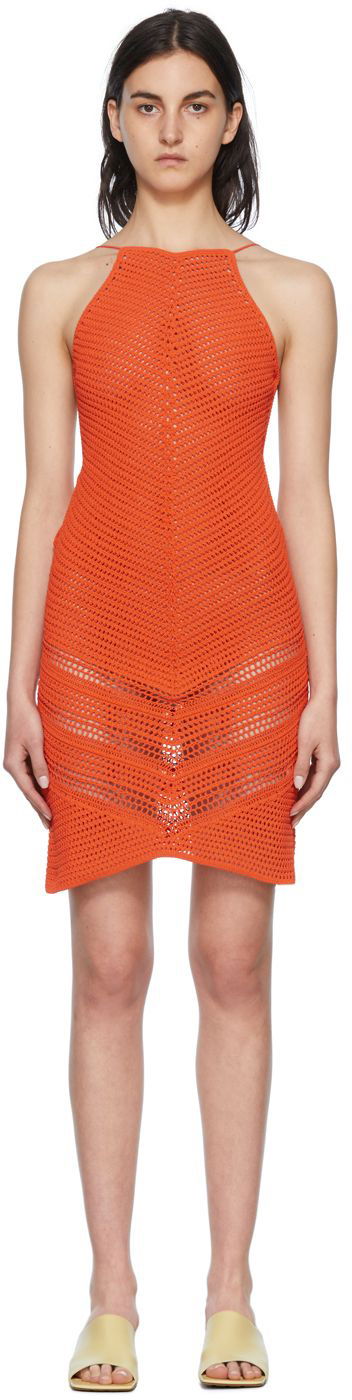 Kjole Bottega Veneta Cotton Mini Dress Orange | 684474 V1OK0, 0