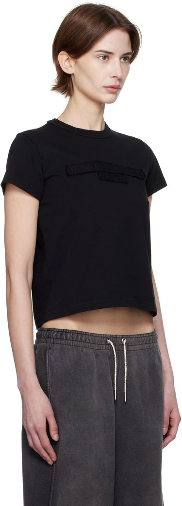 T-shirt Alexander Wang Alexander Wang Distressed Logo Cropped T-Shirt Hvid | 1CC1251991, 4