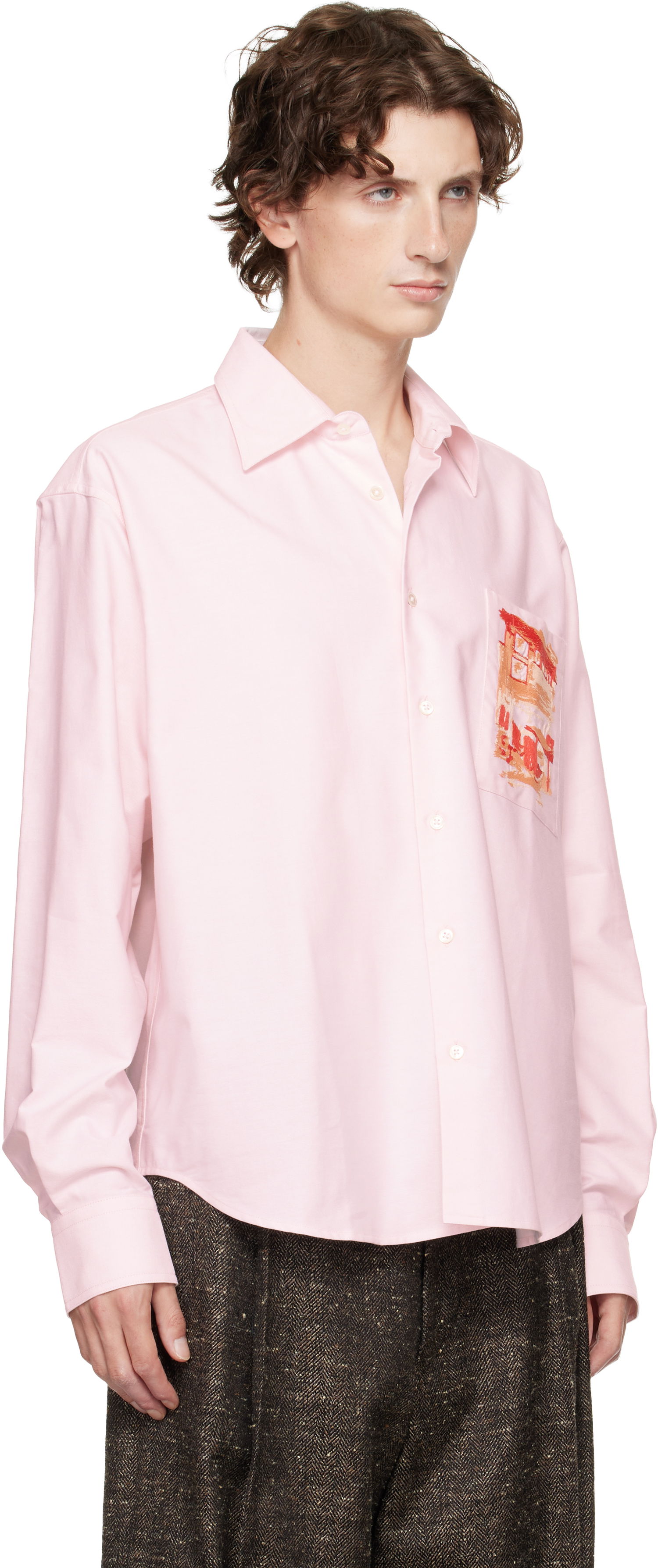 Skjorte JW Anderson JW Anderson Café Scene Embroidery Shirt Lyserød | SH0372-PG1140, 1