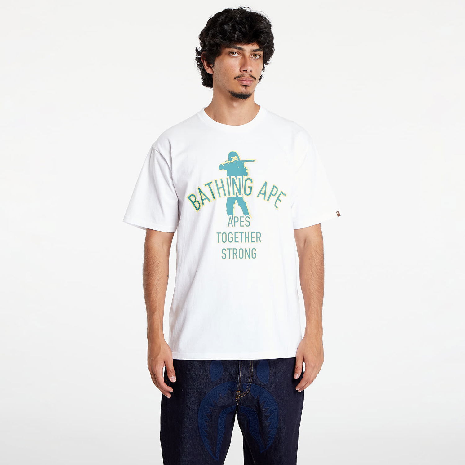 T-shirt BAPE A BATHING APE Soldier Ats Tee White Hvid | 001TEK301056M WHT, 0