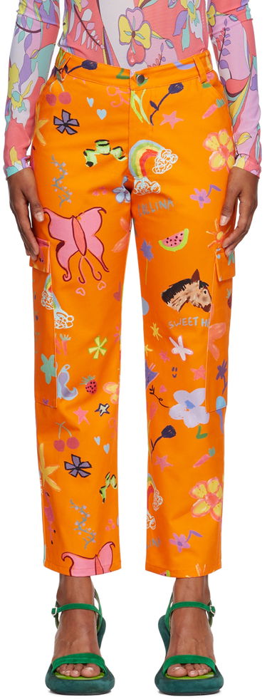 Cargo bukser Collina Strada Collina Strada Chason Printed Cargo Pants Orange | XX6293, 0