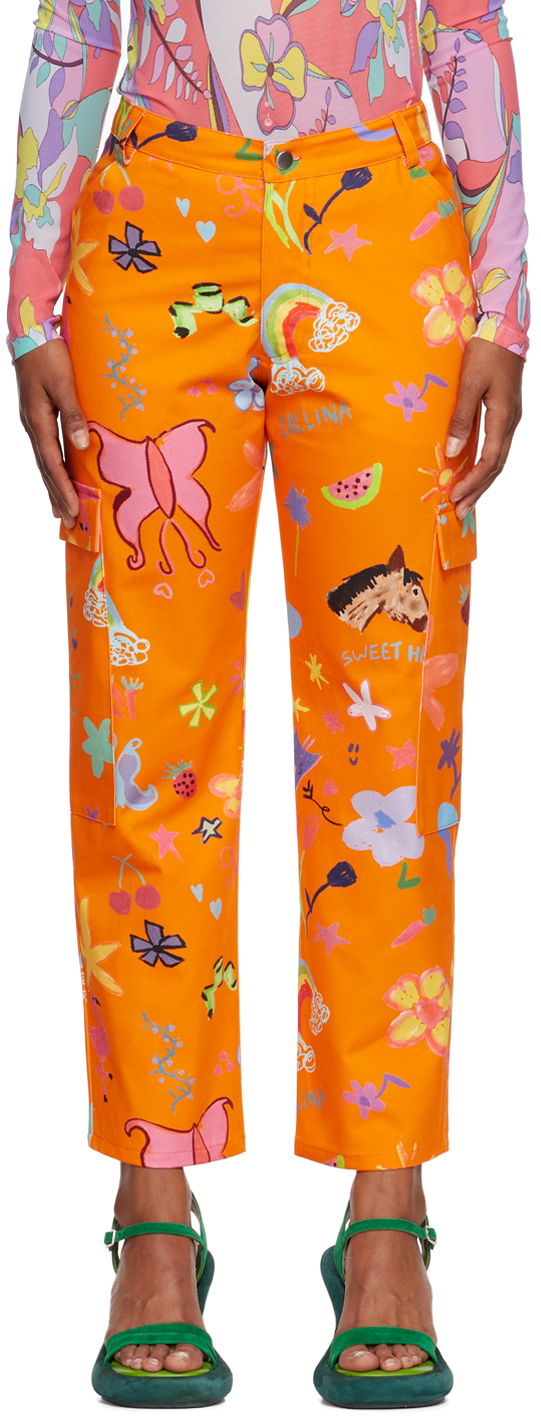 Cargo bukser Collina Strada Collina Strada Chason Printed Cargo Pants Orange | XX6293