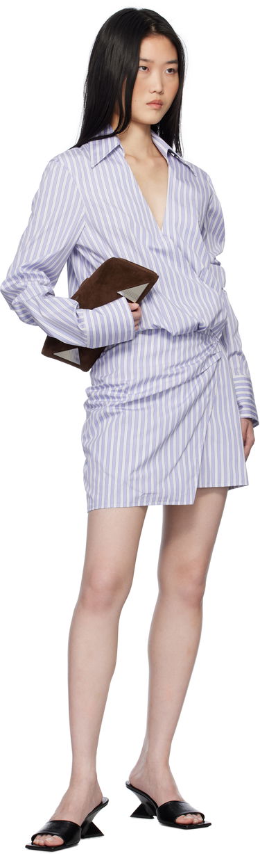 Kjole The Attico Attico Striped Wrap Shirt Mini Dress Lilla | 250WCA00394 CCC051AA, 3