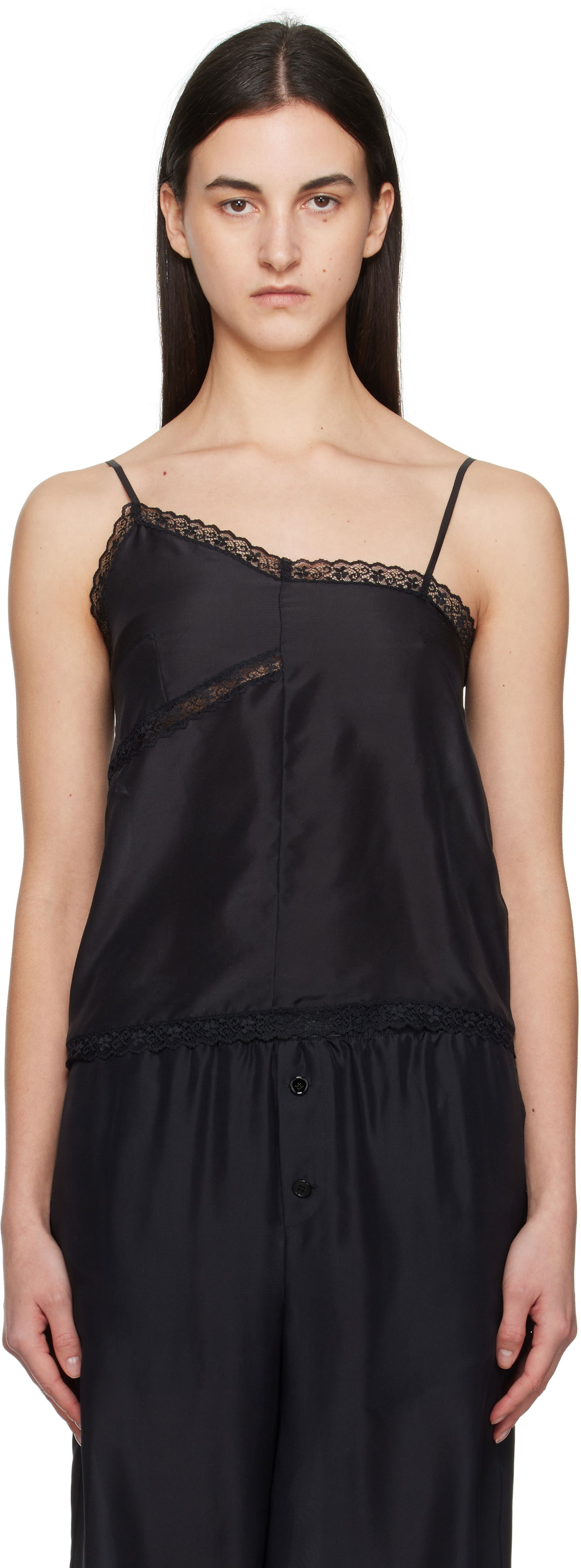 Tanktop Maison Margiela MM6 Maison Margiela Twist Silk Camisole Sort | S52NC0344 M35244, 0