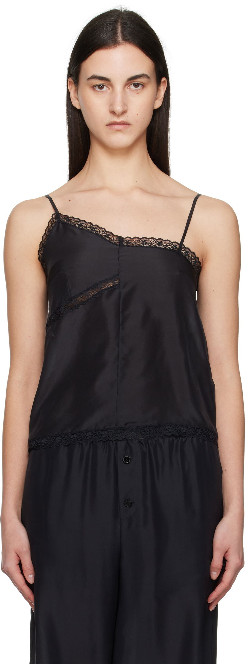 Tanktop Maison Margiela MM6 Maison Margiela Twist Silk Camisole Sort | S52NC0344 M35244