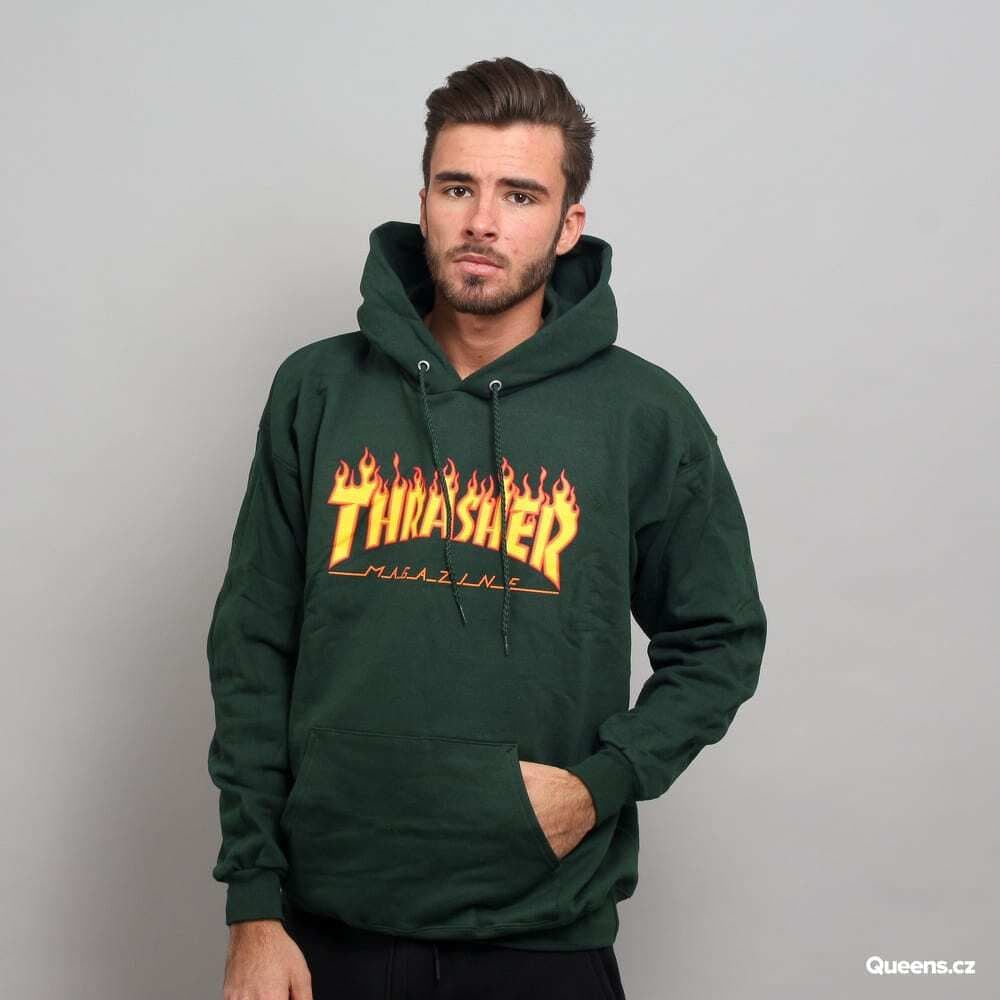 Sweatshirt Thrasher Thrasher Flame Logo Hoodie Grøn | 144464 Forest Green, 0