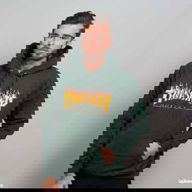 Sweatshirt Thrasher Thrasher Flame Logo Hoodie Grøn | 144464 Forest Green, 0