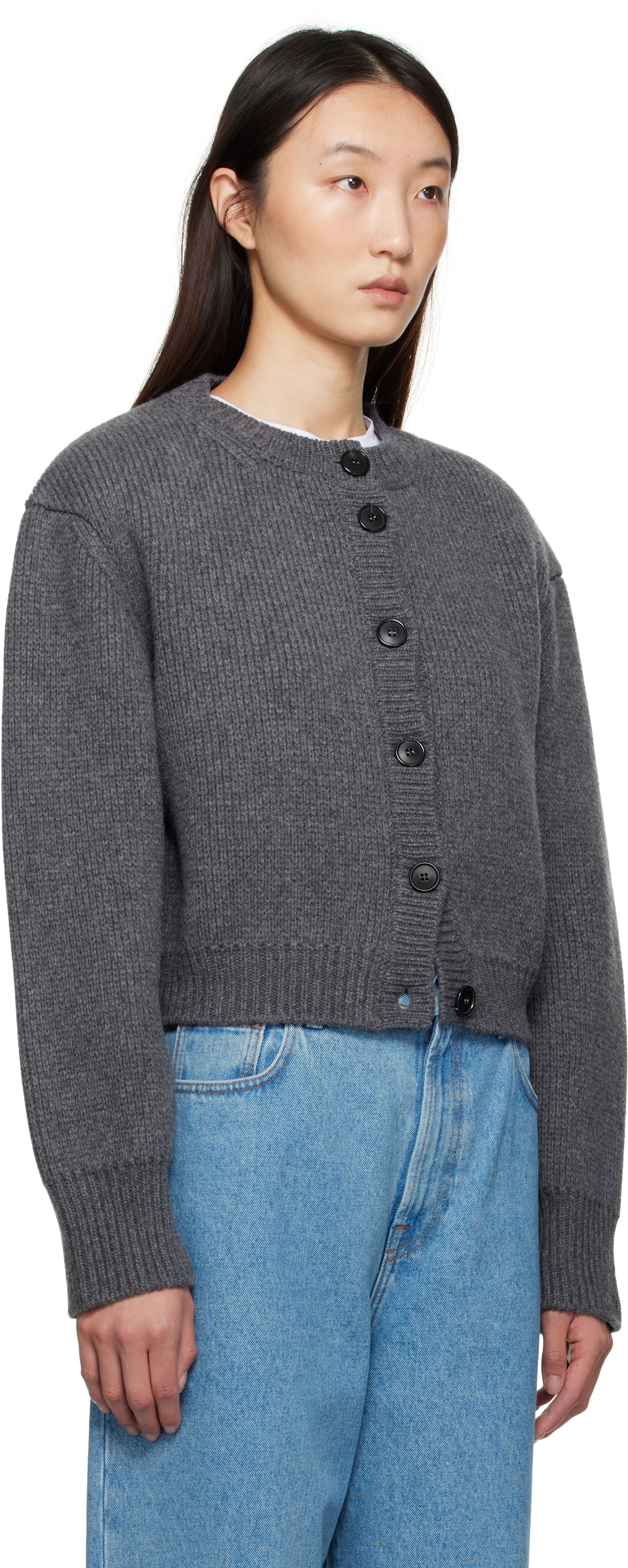 Sweater Róhe Róhe Statement Shoulder Cardigan Grå | 416-23-312, 1