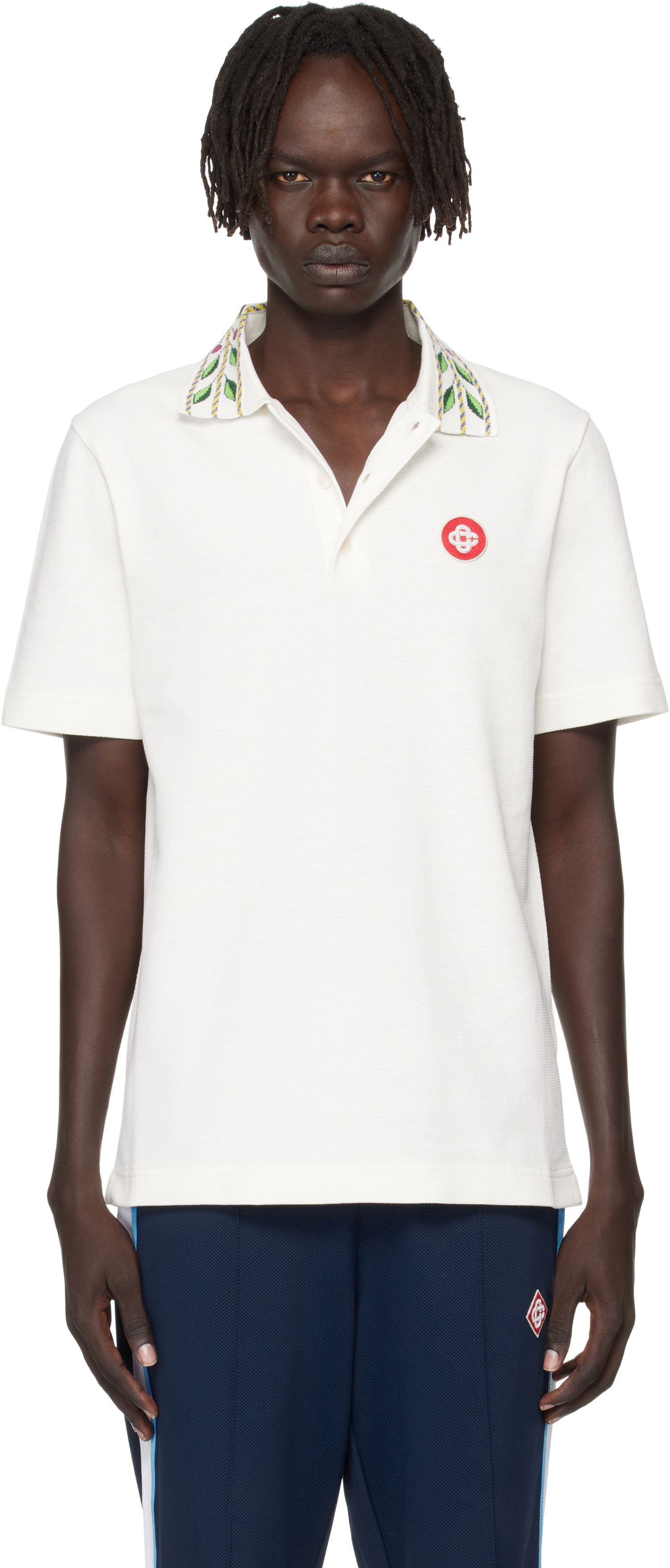 Polo skjorte Casablanca Casablanca Classic Laurel Pique Polo Hvid | MPF25-JTP-243-01, 0