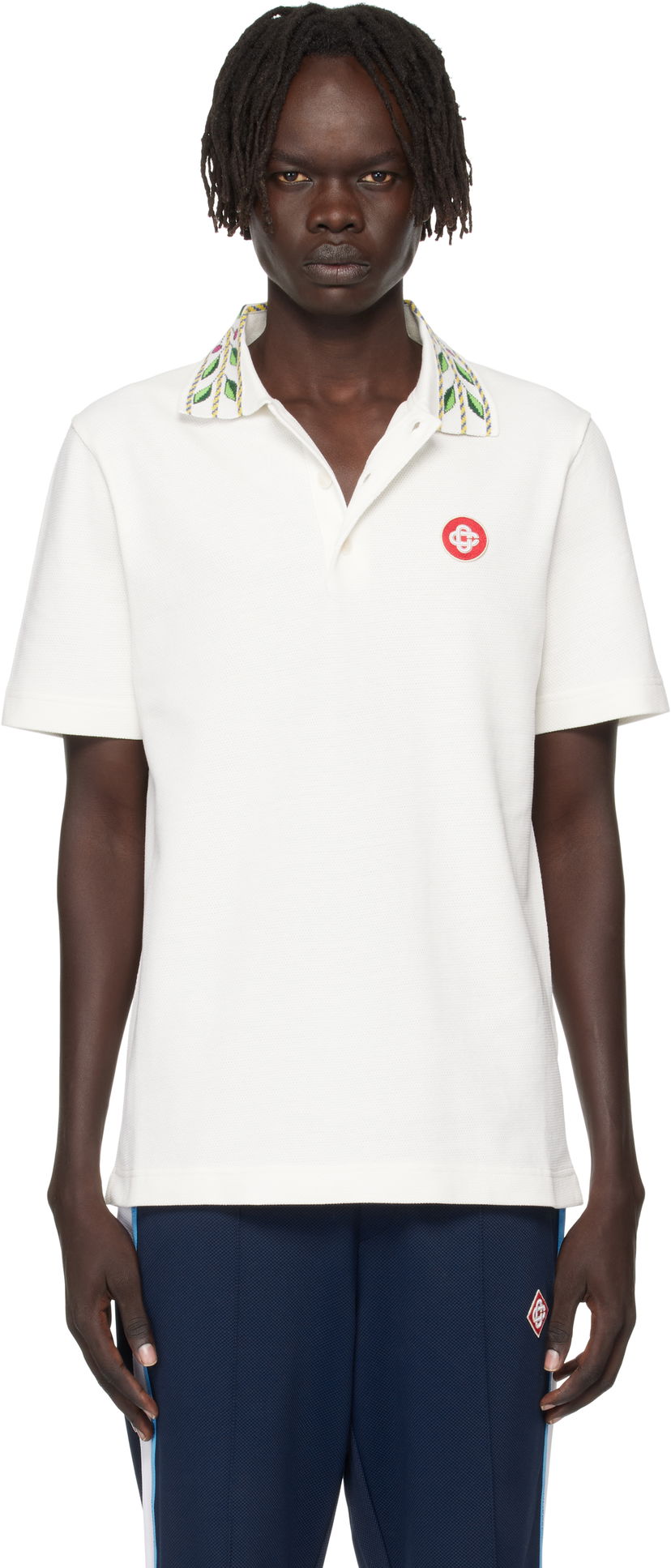 Polo skjorte Casablanca Casablanca Classic Laurel Pique Polo Hvid | MPF25-JTP-243-01