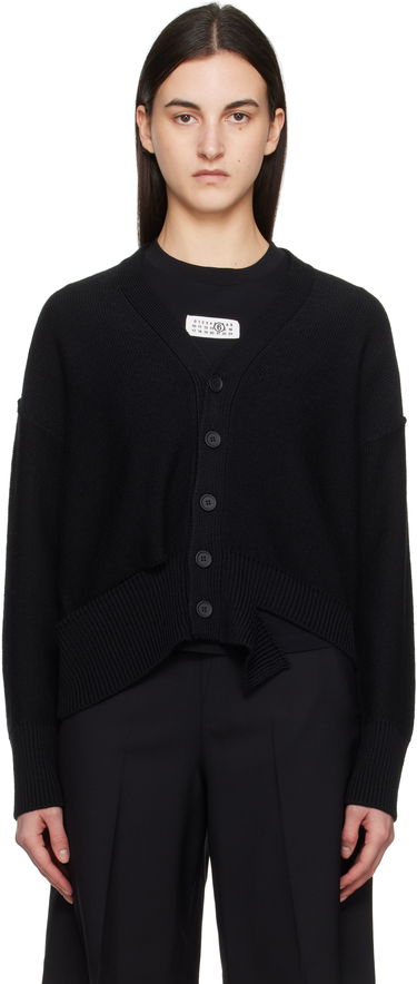 Sweater Maison Margiela MM6 Maison Margiela Boxy Ripped Cardigan Sort | S52HP0026 M13044, 0