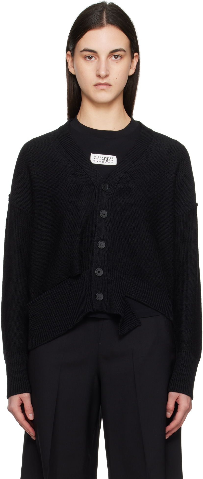 Sweater Maison Margiela MM6 Maison Margiela Boxy Ripped Cardigan Sort | S52HP0026 M13044