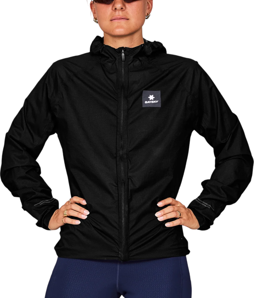 Vindjakke Saysky Saysky Flow 2.5L Waterproof Hooded Jacket Sort | xmrja61c901