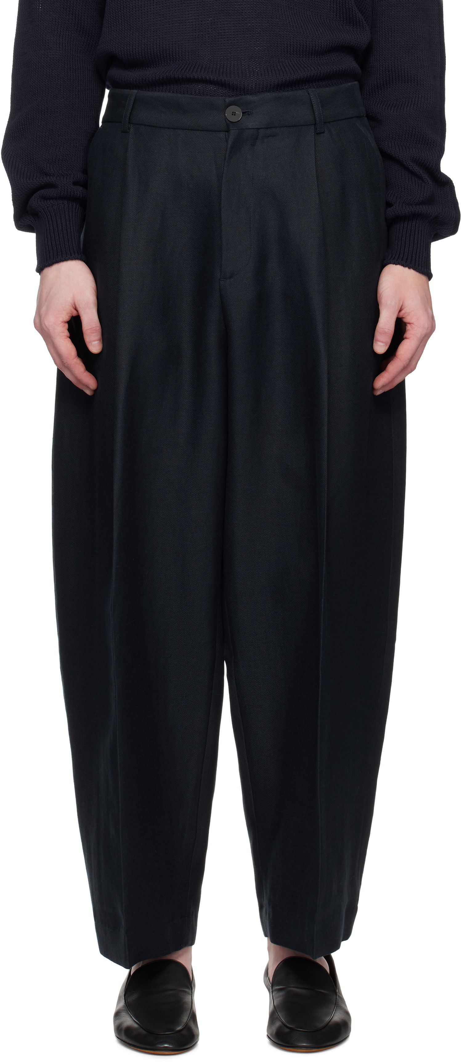 Bukser Studio Nicholson Studio Nicholson Ellis Pleated Trousers Mørkeblå | ELLIS SNM-1074, 0