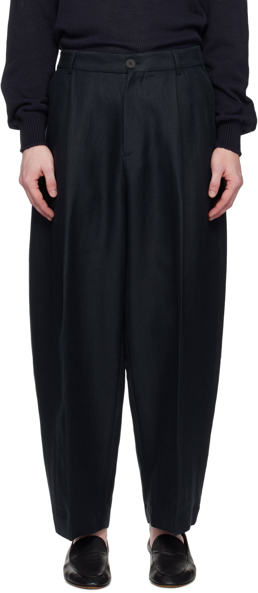 Bukser Studio Nicholson Studio Nicholson Ellis Pleated Trousers Mørkeblå | ELLIS SNM-1074