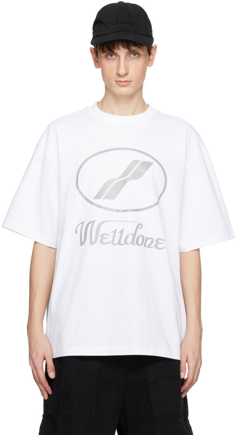 T-shirt We11done Designer Logo-Print T-Shirt Hvid | WD-TP5-19-930-WH