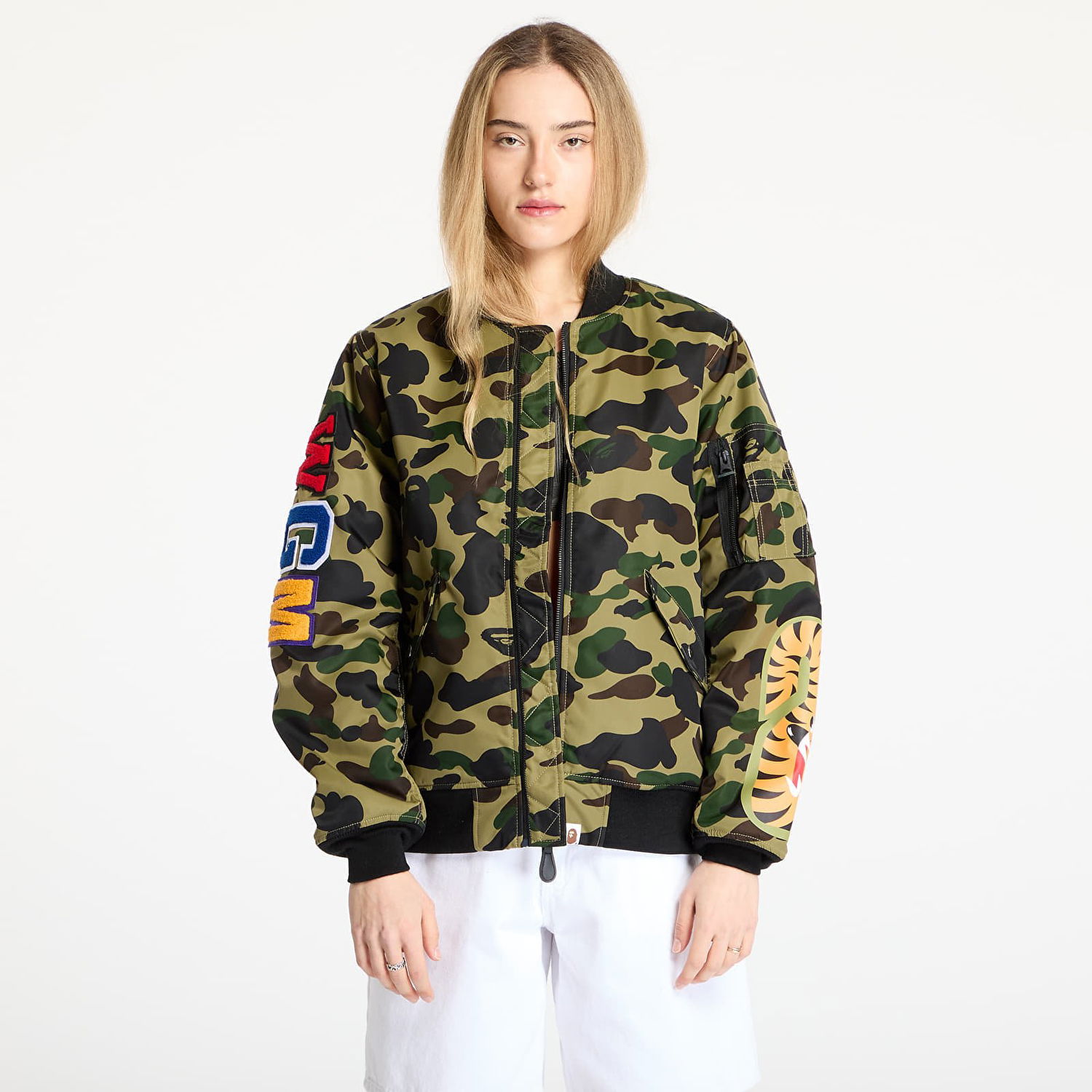 Bomberjakke BAPE A BATHING APE 1st Camo Shark MA-1 Jacket Grøn | 001HJL301003MGRN, 1