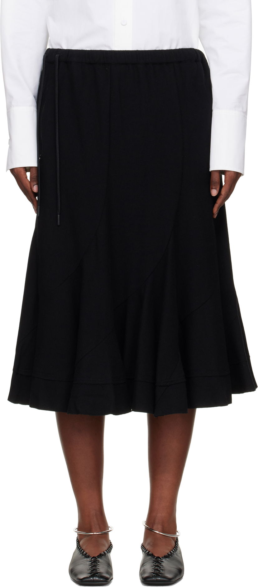 Nederdel Yohji Yamamoto Yohji Yamamoto Eringi Midi Skirt Sort | FM-S50-102