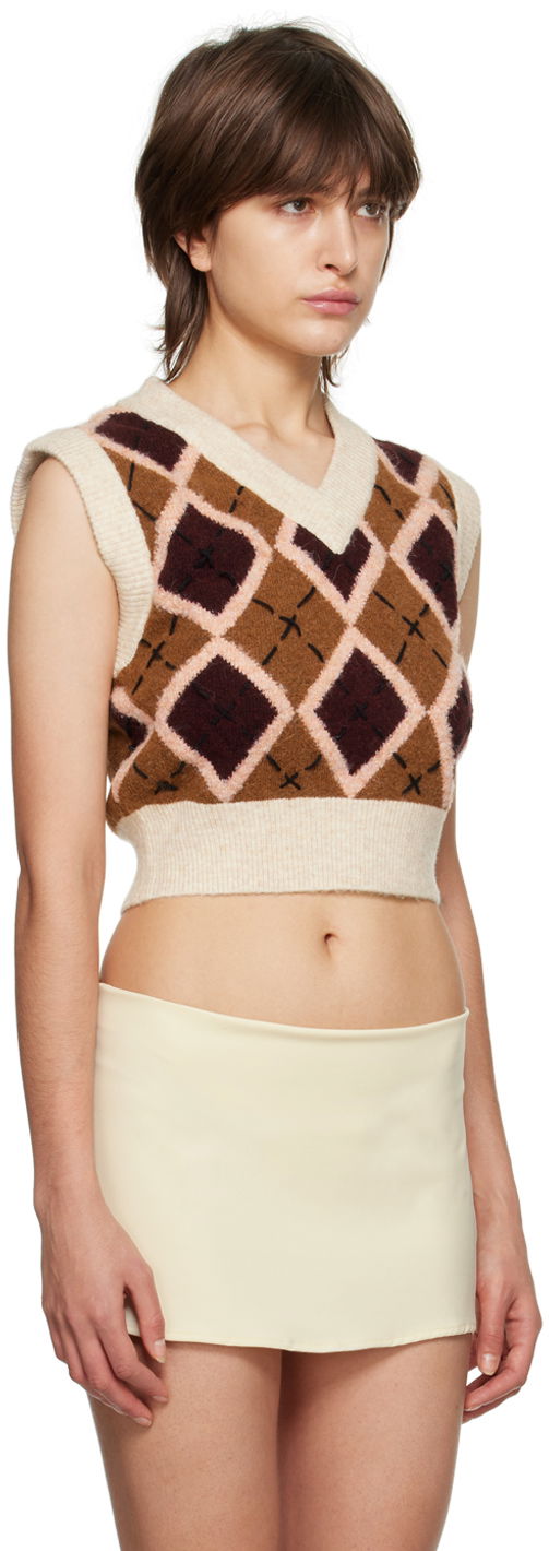 Vest GUIZIO Guizio Cardiff Argyle Knit Vest Brun | DGS21K904B_BRN, 1