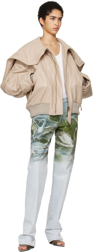 Bomberjakke The Attico The Attico Padded Leather Bomber Jacket Beige | 250WCB00062 LBT128AA, 4