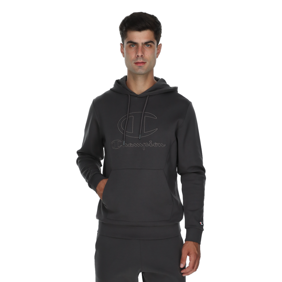 Sweatshirt Champion Pullover Hooded Sweatshirt with Kangaroo Pocket Grå | 222133-ES504, 0