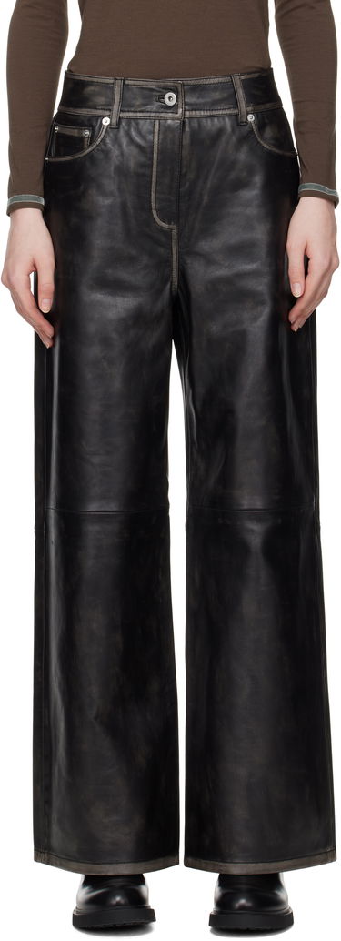 Bukser STAND STUDIO Stand Studio Mylah Wide-Leg Leather Pants Sort | 66393-7830, 0