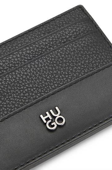 Tegnebog BOSS Leather card holder with stacked-logo trim Sort | 50548764, 1
