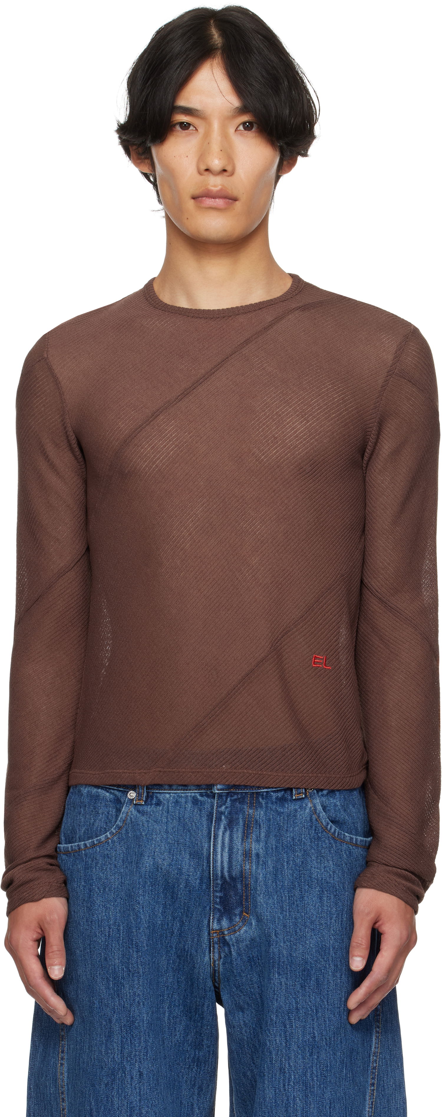 T-shirt Eckhaus Latta Eckhaus Latta Spiral Long Sleeve T-Shirt Brun | 1107-EL-PF25-W, 0