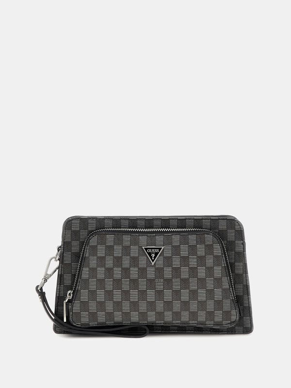Taljetaske GUESS Geometric-Print Jet Set Crossbody Bag Grå | HMJESEP4187, 0