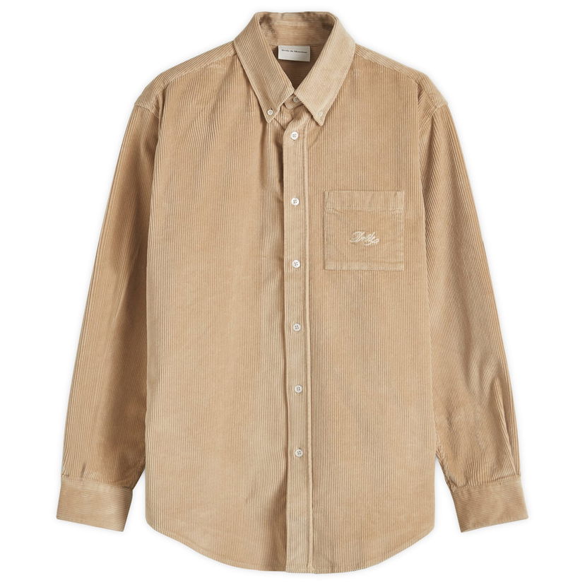 Skjorte Drôle de Monsieur Corduroy Shirt With Logo Embroidery Beige | PERM-SH172-CO156-BG