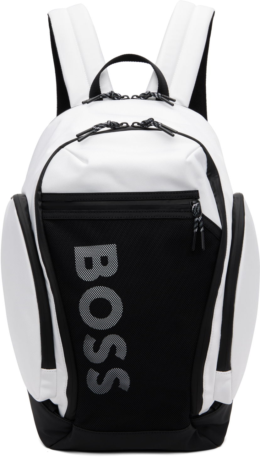 Rygsæk BOSS Mesh Front Pocket Logo Backpack Hvid | 50548090