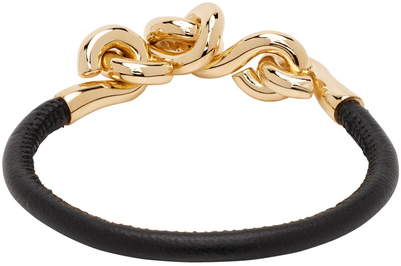 Armbånd Bottega Veneta Leather Bracelet with Gold-Tone Hardware Sort | 777032 VAHUA