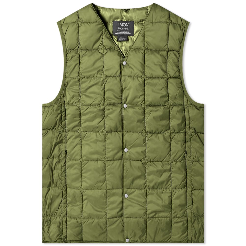 Vest TAION V-Neck Down Vest Grøn | TAION-001-OLV, 0