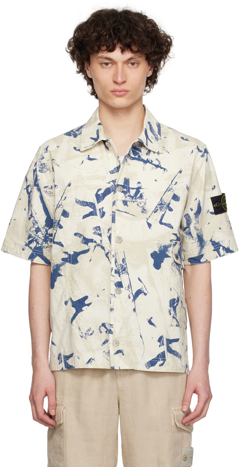 Skjorte Stone Island Stone Island Scan Camo Stretch Ripstop Shirt Beige | K1S15 1100012 S00E1