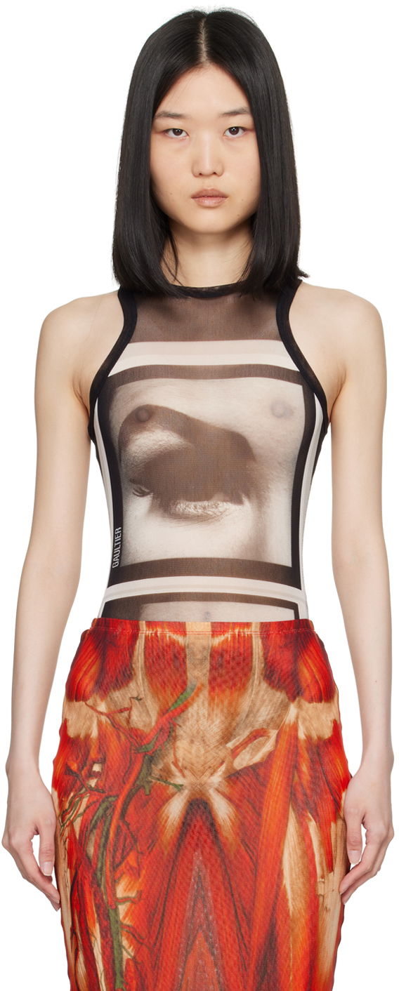 Krop Jean Paul Gaultier Gaultier 'The Eyes And Lips' Printed Bodysuit Sort | 24/30-F-BD045-T553-000201, 0