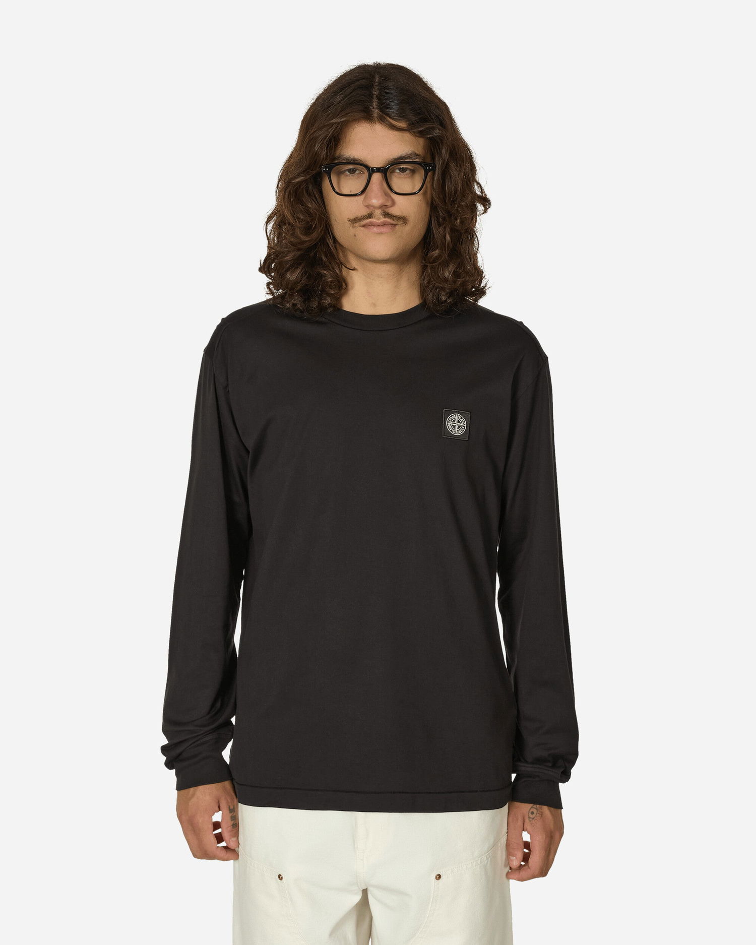 T-shirt Stone Island Long Sleeve Patch T-Shirt Sort | 811522713-A0029, 1