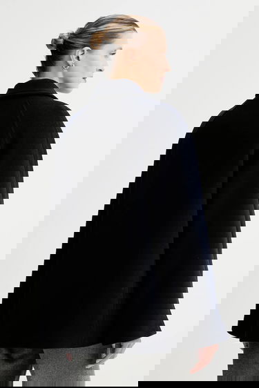 Jakke Samsoe Samsoe ALMA Wool Cape Jacket Mørkeblå | F23300184, 2