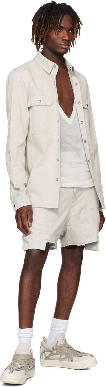 Skjorte Rick Owens Rick Owens Hollywood Denim Overshirt Beige | RU01E5729 DRD, 3