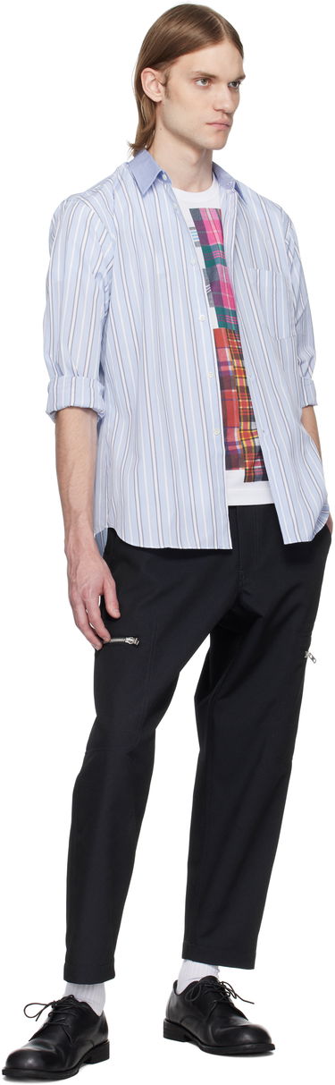 Skjorte Comme des Garçons Comme des Garçons Yarn Dyed Cotton Stripe Poplin Shirt Blå | FZ-B402-051, 4
