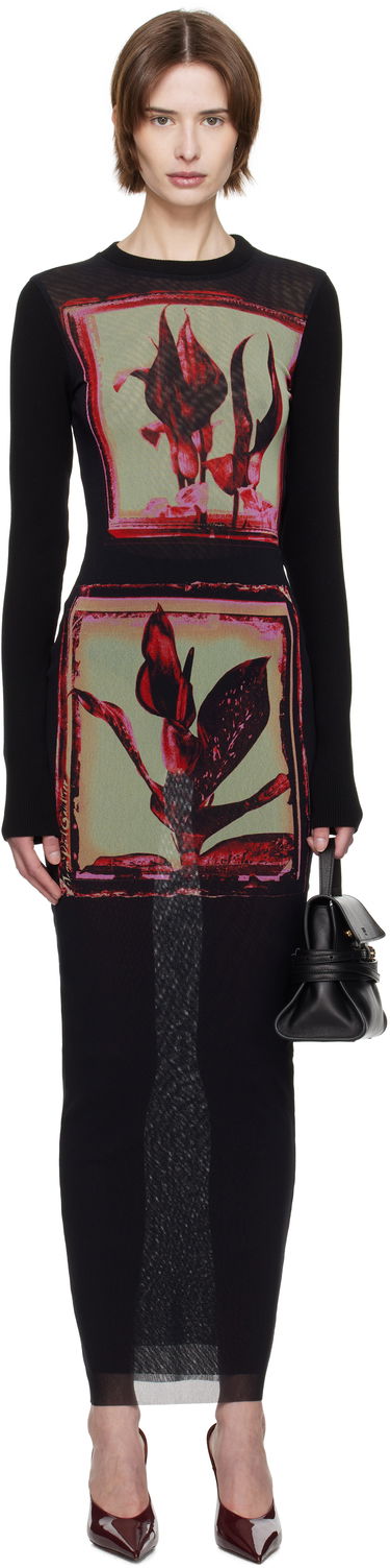 Kjole Jean Paul Gaultier Jean Paul Gaultier Flowers Cadres Maxi Dress Sort | 25/33-F-RO359-T579-002142, 0