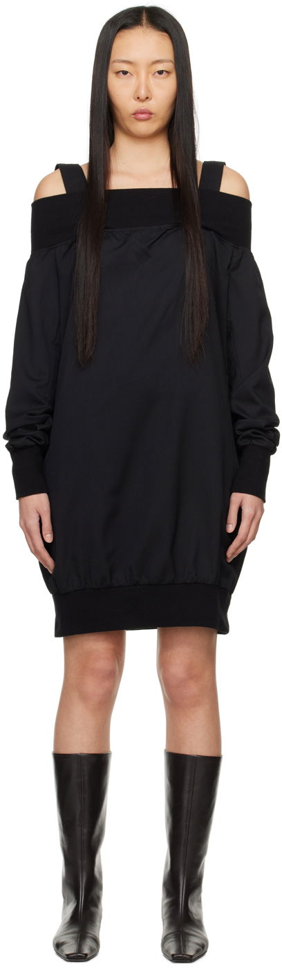 Kjole Yohji Yamamoto Off-The-Shoulder Minidress Sort | FY-D51-101, 0