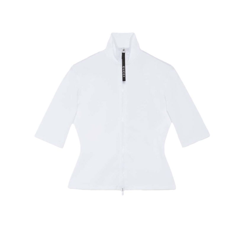 T-shirt Gucci Shiny Lycra Top White Hvid | 778981 XJGEM 9000
