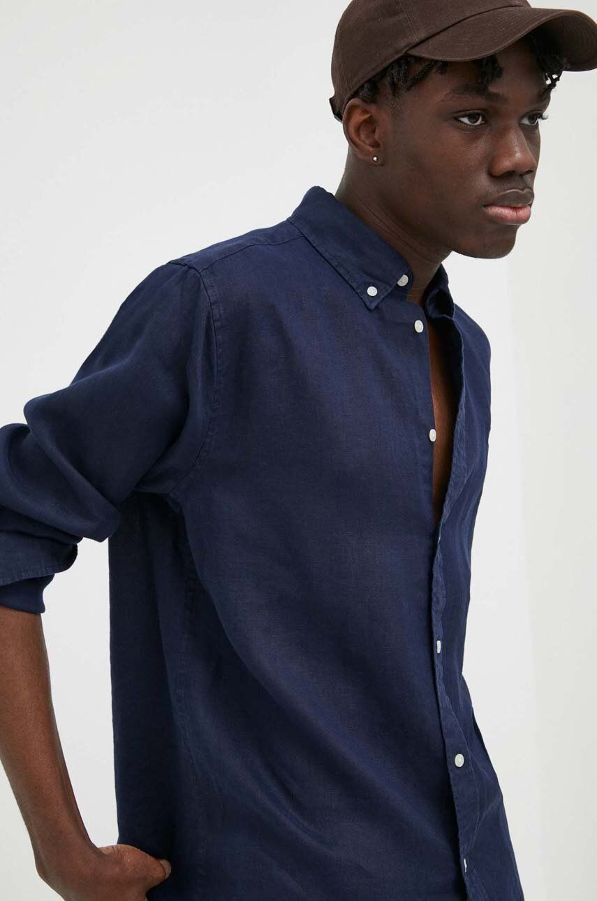 Skjorte Les Deux Kristian Linen B.D. Shirt Mørkeblå | LDM410150, 0