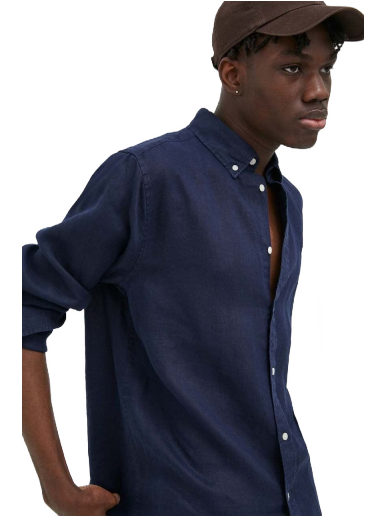 Skjorte Les Deux Kristian Linen B.D. Shirt Mørkeblå | LDM410150